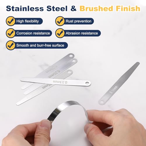 HARFINGTON 4pcs Metric Thickness Feeler Gauge 0.4mm Single Blade Oval Feeler Gauge 304 Stainless Steel Gap Measuring Tool for Repair Valve Guitar Spark Plug - size: 0.4mm