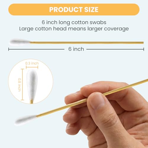 200PCS 6 Inch Cotton Swabs (Large Cotton Head) in Storage Box - size: 200PCS Lagre Cotton Head