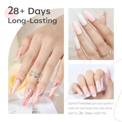 modelones Gel Nail Polish Set Nude Light Neutral Pink Milky White - color: A A A1a Blushing Nude