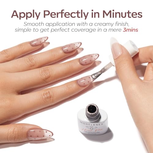 modelones Jelly Gel Nail Polish Set, Hema Free Nude White Brown Cat Eye - color: A A0 Nude Essence