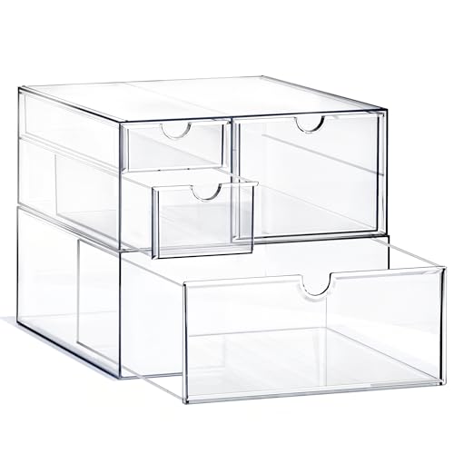 Prsildan Acrylic Drawer Makeup Organizer with 4 Drawers - size: 4 Drawers