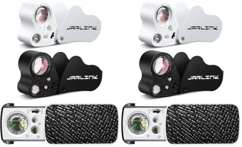 JARLINK 6 Pack Jewelers Loupe, 30X 60X 90X Illuminated Jewelers Eye Magnifier and Magnifying Glass Loop with UV Black Light and Bright LED Light for Gems, Jewelry, Diamond, Coins, Stamps - size: 11.6cm x 3cm (Pack of 2)