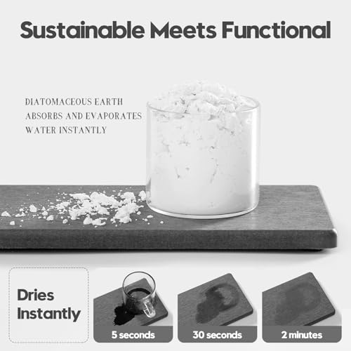 2PCS 7" x 3.5" Water Absorbing Bathroom Sink Vanity Trays, Diatomite Stone Quick Drying Mat for Kitchen Counter, Dish Rack Dispensers Sponge Holder Caddy Organizer, Dark Gray, 7"x3.5" - color: 2 Pack - Dark Gray, size: 7" x 3.5"