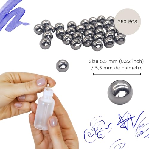 Stainless Steel Mixing Balls | Pack of 250 Rust-Proof Agitator Spheres for Model Paint, Acrylics, Enamels & Airbrush Bottles | 5 mm (0.20") - size: Pack of 250 balls, 5 mm-0.20in