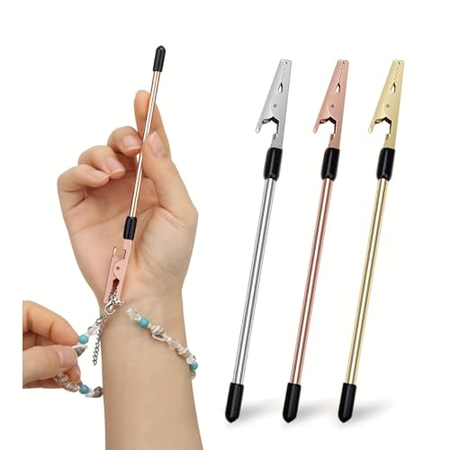 1PC Bracelet Assistance Tool Hands Free Clasp Clamp Precision Hooking for Jewelry Making Bracelet Fastening and Repair, Silver - color: Silver