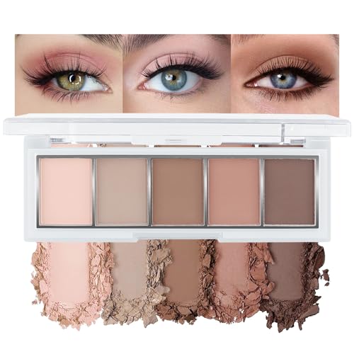 Nude Matte Eyeshadow Palette Makeup,5 Natural Nude Brown Light Brown Cool-Toned Natural Eye Shadow Palette Makeup, Smooth Blendable Texture, Long Lasting Naturing-Looking (02#, Pack of 1) - color: A-#02