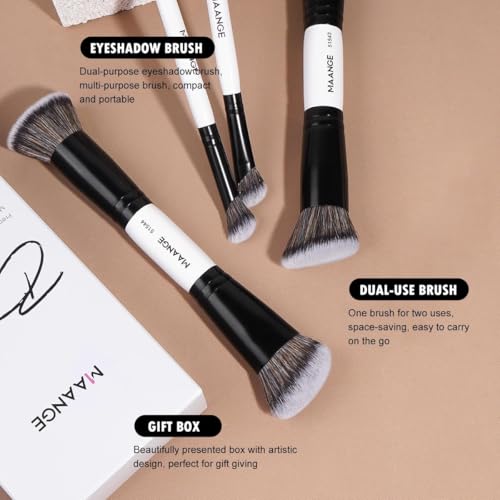 MAANGE 4 PCS Foundation Contour Conceal Brush Set, Makeup Brushes, Eyeshadow Concealer Brush, Double Sided Foundation Contour Blush Highlight Blending Eyebrow Brush For Liquid, Cream, Loose Powder - color: 4 PCS