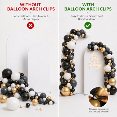 LemonRoad 10 Pack Large Balloon Arch Clips Spring Clamp for Backdrop, Black - color: Black