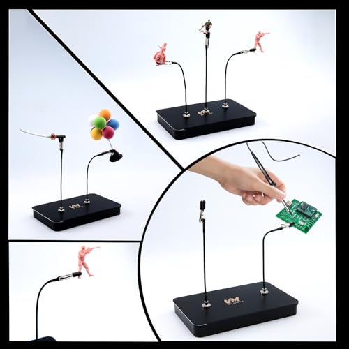 VM Model Painting Metal Magnetic Stand Base + 12PCS Magnetic Bendable Alligator Clip Sticks Set Modeling Tools for Hobby Model Parts Assembly, Airbrush Spraying, DIY Card Making