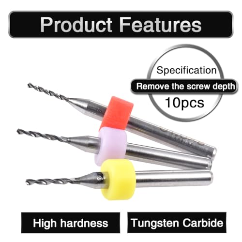 10 Pcs Tungsten Carbide Macro Drill Bits, PCB Drill Bits for Jewelry, CNC, Soft Metals, Model Making, Wood - Cutting Dia: 0.3mm, 0.4mm, 0.5mm, 0.6mm, 0.7mm, 0.8mm, 0.9mm, 1.0mm, 1.1mm, 1.2mm - color: 10 Pcs (0.3-1.2)mm