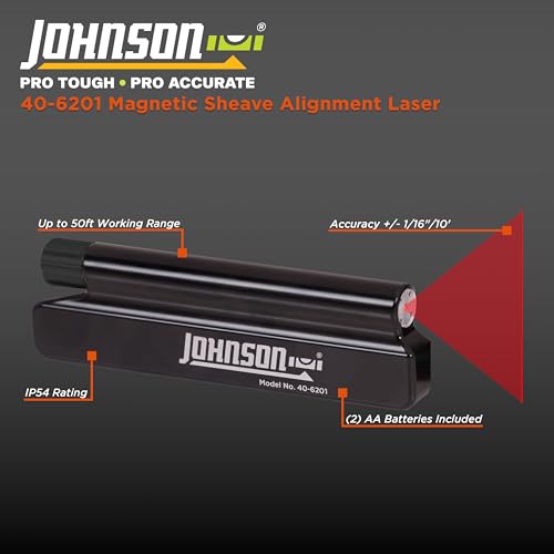 Johnson Level & Tool 40-6201 Magnetic Sheave Alignment Laser, Black, 1 Laser - style: Sheave Alignment Laser