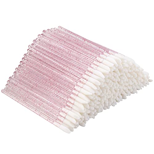 300 Counts Lip Applicators Disposable Lip Brushes Crystal Lipstick Lip Gloss Wands, Pink