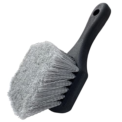 Wheel & Tire Brush for Car Rim, Soft Bristle Car Wash Brush, Cleans Tires & Releases Dirt and Road Grime, Short Handle for Easy Scrubbing Black - color: Black