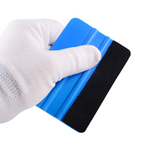 EHDIS 10pcs Vinyl Squeegee 4 Inch Car Vinyl Scraper Decal Applicator Window Tint Wallpaper Smoothing Tool with Black Fabric Felt Edge-Blue - color: Blue