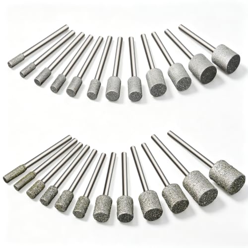 24PCS 46Grit 150Grit Diamond Grinding Bit for Dremel Bits 1/8" Shank - size: 46+150Grit 24Pcs 1/8'' Shank