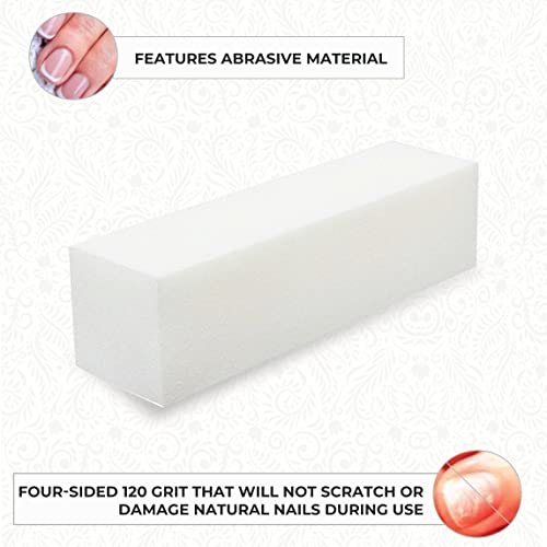 ForPro Super White Buffing Block, 120 Grit, Four-Sided Manicure and Pedicure Nail Buffer, 3.75” L x 1” W x 1” H, 20-Count (Pack of 2) - size: 120 Grit (Pack of 2)
