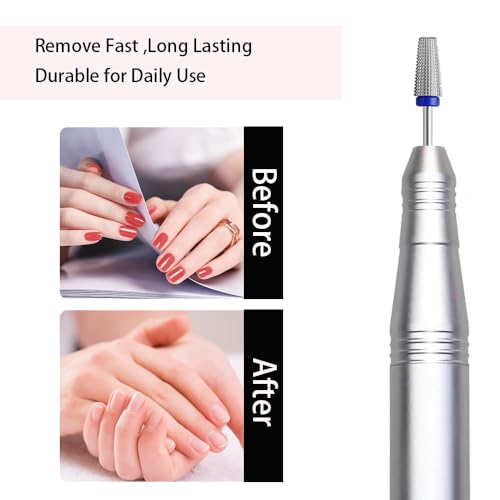 5 in 1 Nail Drill Bits Carbide Rotary Bit, 3/32" Shank Medium-M - color: Silver, size: M