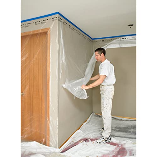 3M Hand-Masker Contractor's Plastic Film, 108" in x 90' Feet, Unfolds to Full Width, Contains Job Site Dust & Overspray, For Painting, Drywall Texturing, Wall Finishing & Floor Standing, 1 Roll (CP9)