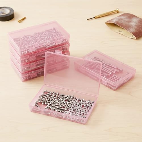 4-Pack Pink Plastic Boxes with Lids for Model Parts - color: Pink