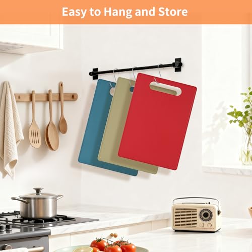 Luckyiren Large Plastic Cutting Board Set, 3 Pack 14 x 10 Inch Cutting Mats