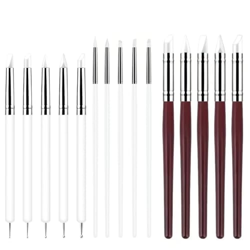 15 PCS Blue Clay Sculpting Tools Set, Professional Silicone Brushes & Dotting Tools Kit for Polymer Clay, Air Dry Clay, Pottery, Modeling & Crafting for Adult-White - color: 15Pcs-White