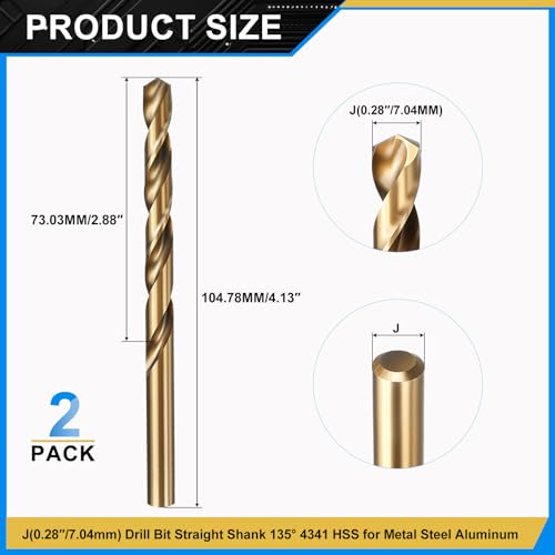 PATIKIL Letter J Drill Bit 4341 High-Speed Steel for Thin Metal 2 Pack - size: J