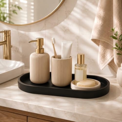 Bathroom Tray,Vanity Tray,Perfume Tray for Makeup,Perfume,Trinket - color: Black, size: 12.5"x5.8"x1.1" (1 Pack)