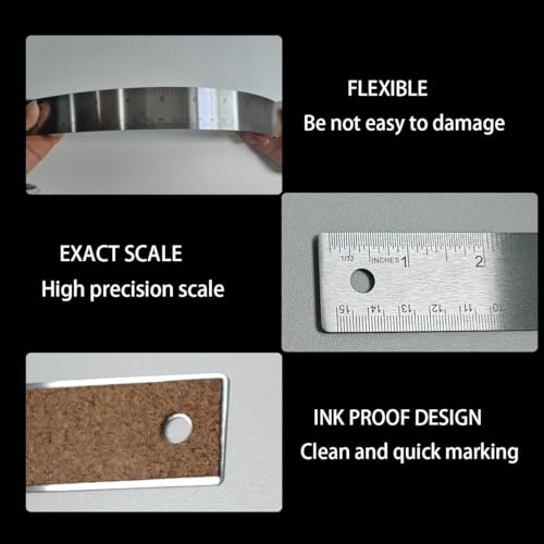 1 Pack 12-Inch Stainless Steel Metal Ruler with Non-Slip Cork Backing - color: 1 pcs(12 Inch)