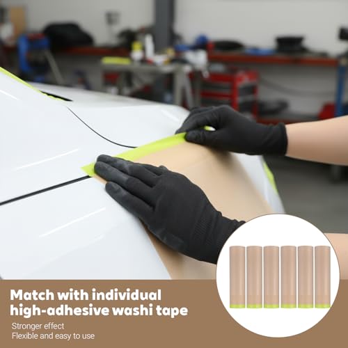 6 Rolls Pre-Taped Masking Paper 18 inch x 50 feet Tape and Drape
