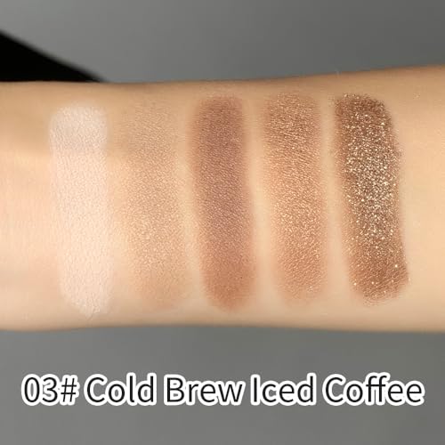 Pink Cocoa Brown Matte Eyeshadow Palettes, 5 Color Natural Shimmer Gold Everyday Basic Eye Shadow Palette Makeup for Older Women, Suitable for Green Blue Eyes, Brightening Eye Mini Travel Size 03# - color: B-#03