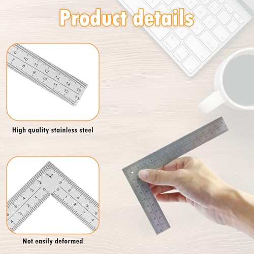 Stainless Steel L Shaped Ruler, 4 Inch by 6 Inch Framing Square Carpenter Square Sliver Metal Square Right Angle Ruler Square Framing Measuring Tool for Engineer Carpenter