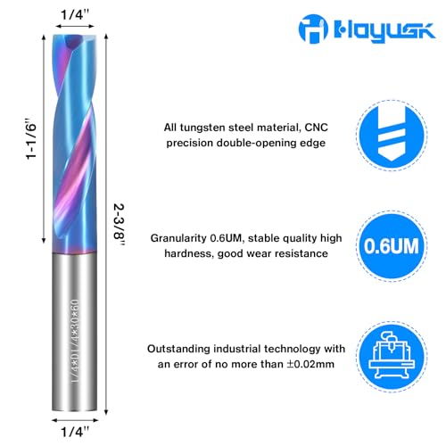 1/4" Solid Carbide Drill Bits, 2Pcs Carbide Drill Bit Set with Blue Nano Coating, Metal Drill Bit Set for Hardened Steel Cast Iron Alloy Copper, High Precision CNC Drilling Tool Preferred Choice - size: 1/4 in