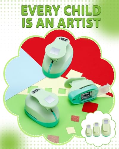 UCEC 3 Pack Square Craft Hole Punch 2, 1.5 and 1 Inch Square Paper Punch - size: 1 in, 1.5 in, 2 in Set