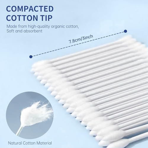 Pointed Tip Cotton Swabs, 800 Count Double Precision Tips Cotton Swabs Round Head Cotton Buds with Paper Stick, Cotton Buds for Makeup, Personal Care, Crafts - size: Round+Pointed Shape
