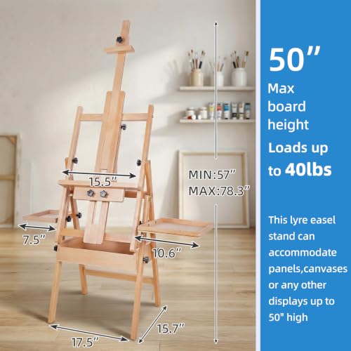 Falling in Art Large Horizontal Wooden Painting Easel, Holds up to 50'' - style: Natural