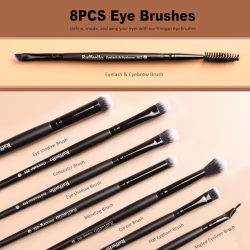 Raffaello Makeup Brushes 15Pcs Makeup Brush Set Premium Synthetic Bristles - color: Black