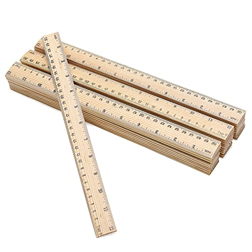 60 Pack Wooden Ruler 12 Inch Rulers Bulk Wood Measuring Ruler Office Ruler 2 Scale - color: 60 Pieces - 12 Inch