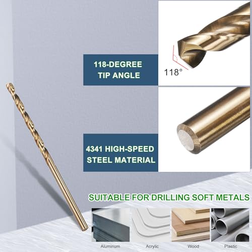 METALLIXITY Micro Drill Bit #38 5Pcs 4341 HSS Small Bits 118° Gold Finish - size: #38 (2.578mm)