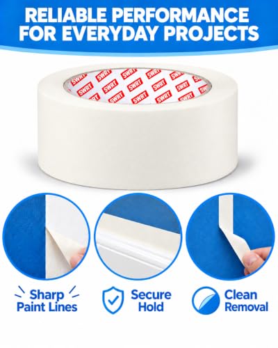 SWRT Masking Tape 2 Inch Wide, White Painters Tape, 4 Rolls x 55 Yards