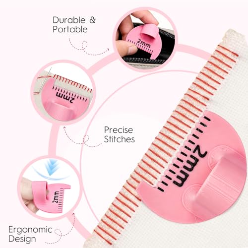Edge Stitch Lock and Sewing Gauge, 2mm/3mm/4mm Edge Sewing Lockranding Tool, Quilting Templates Rulers Needle Gauge Measuring Seam Gauge for Fabric Straight Stitching(Pink) - color: Pink