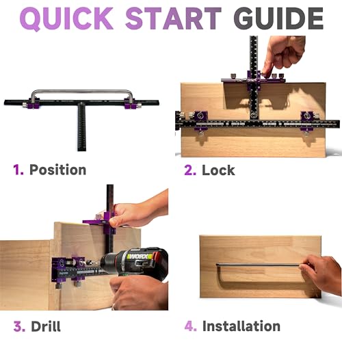 Cabinet Hardware Jig, Cabinet Drawer Pull Jig, Cabinet Pull Template Tool - color: Purple-black