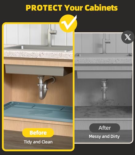 Under Sink Mats for Kitchen Waterproof 34"x22",Teal - color: Teal