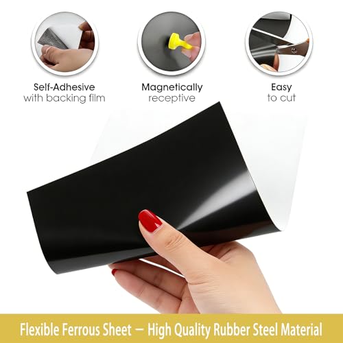 2 Pack, Adhesive Metal Sheets-8.5” x 12.3”, Ferrous Sheet for Magnets Receptive, 30 Mil Thin Flexible Rubber Steel Mat for Crafts, Magnetic Miniatures Organization – Fits Standard US Really Useful Box - color: Black, size: 8.5"x12.3"