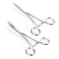 GEMQUEEN 2 Pcs Piercing Curved and Straight Forceps for Changing Jewelry - color: Silver