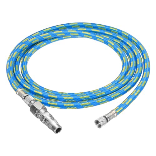 PATIKIL 1/8 Air Brush Hose, 6ft Air Brush Air Hose Nylon Braided Air Brush Hose 1/8" Ends with 1/4" Hose Adaptor for Air Brush Paint Machine Nails, Blue - color: Blue