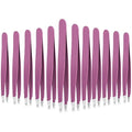 Mudder 12 Pcs Eyebrow Tweezers Set for Facial Hair in Bulk - color: Purple