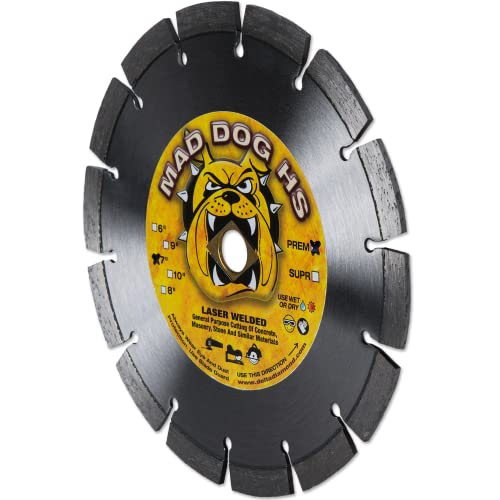 Delta Diamond Mad Dog HS 7 Inch Segmented Diamond Saw Blade, .095 X DM-7/8-5/8" Arbor, Premium, Wet/Dry, Laser-Welded, General Purpose Cutting Concrete, Masonry, Stone (7") - size: 7 Inch