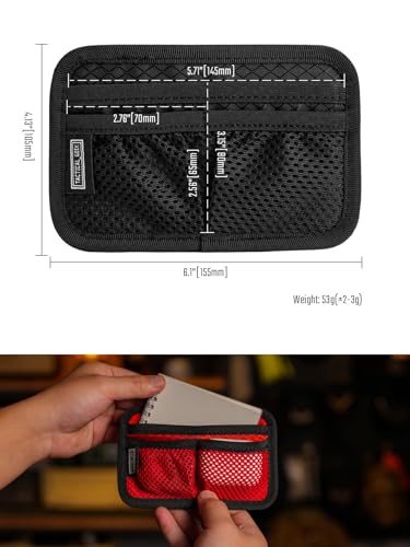 TACTICAL_GEEK TCM3 Mini EDC Organizer Board, Backpack Accessories with Open Pocket & Mesh Pocket, Utility Admin Bag Insert Panel Hook and Loop Modular Organizer for Daily Carry(Red) - color: TCM3-Red