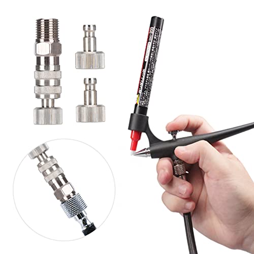 Airbrush Coupler Adapter Fittings 3-Pack, Brass Quick Connect Connector for Air Compressor and Airbrush Hose, Replacement Parts for Painting Tool Accessories