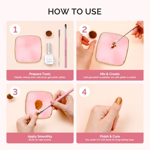 MelodySusie 1Pc Square Resin Nail Art Palette Color Mixing Board Pink - color: Pink Square Without Spatula